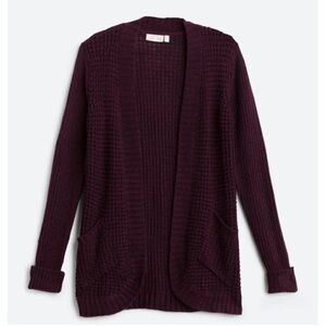 Rd style Chunky Knit Open Front Cardigan in Burgundy. Size S